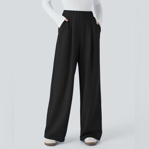 HALARA High Waisted Pocket Wide Leg Fleece Casual Pants